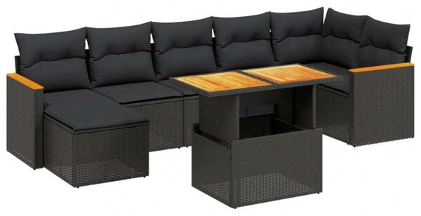 VidaXL Polyrattan Kerti Ülőgarnitúra - 8 részes - Fekete