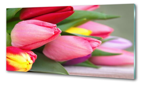 Konyhai hátfalpanel Színes tulipán