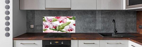 Konyhai hátfalpanel Rózsaszín orchideák