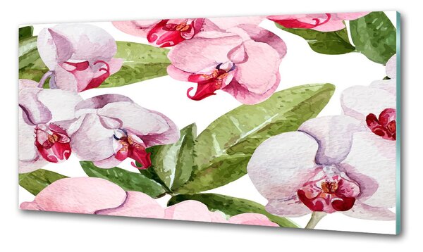 Konyhai hátfalpanel Rózsaszín orchideák