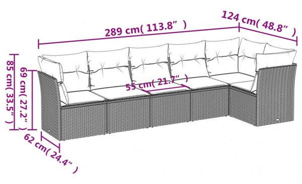 VidaXL Polyrattan Kerti Ülőgarnitúra - 6 részes - Bézs