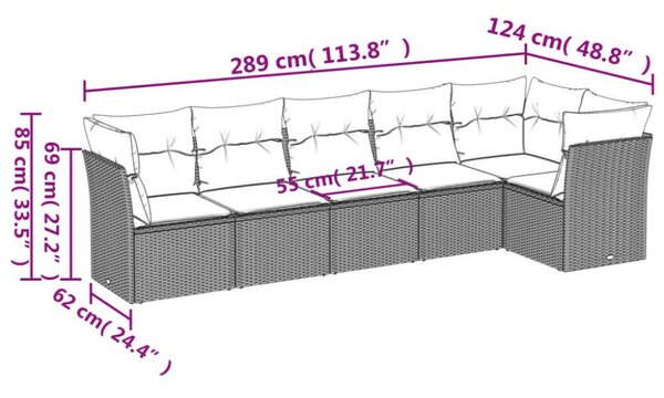 VidaXL Polyrattan Kerti Ülőgarnitúra - 6 részes - Bézs