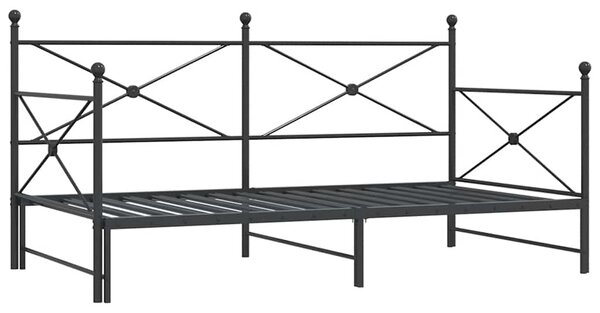 Kihúzható kanapéágy matrac nélkül fekete 100x200 cm acél