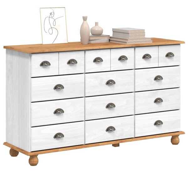 VidaXL Fiókos Szekrény fiókkal Fehér 79 x 40 x 133.5 cm Tömör fenyőfa