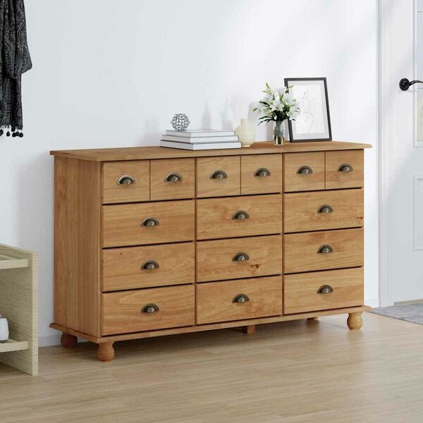 VidaXL Fiókos Szekrény fiókkal Barna 79 x 40 x 133.5 cm Tömör fenyőfa