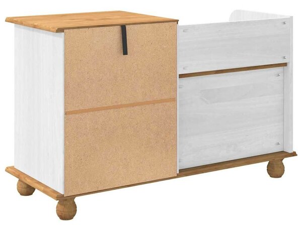 VidaXL Bejárati tárolópad ASKIM Fehér 100 x 39 x 62 cm Tömör fenyőfa