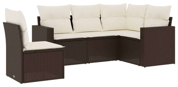VidaXL 5 Részes Polyrattan Kerti Ülőgarnitúra - Barna