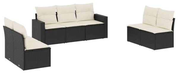 VidaXL Polyrattan Kerti Ülőgarnitúra - 7 részes - Fekete