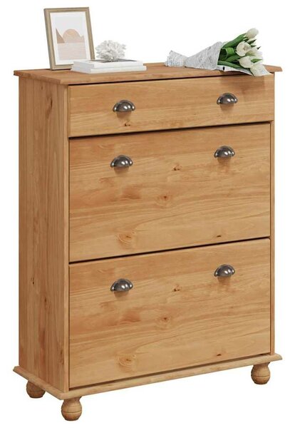 VidaXL Cipőszekrény fiókkal Barna 85 x 35 x 108 cm Tömör fenyőfa