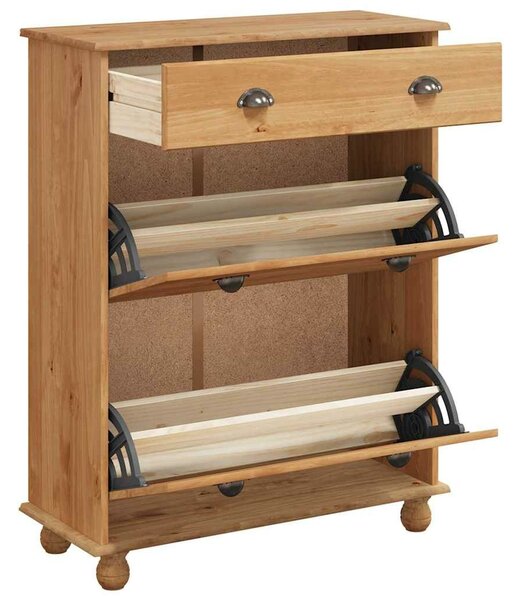 VidaXL Cipőszekrény fiókkal Barna 85 x 35 x 108 cm Tömör fenyőfa