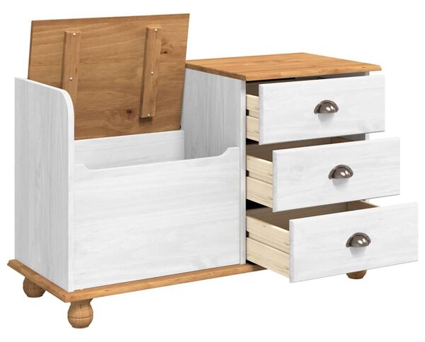 VidaXL Bejárati tárolópad ASKIM Fehér 100 x 39 x 62 cm Tömör fenyőfa