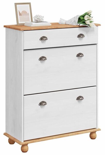 VidaXL Cipőszekrény fiókkal Fehér 85 x 35 x 108 cm Tömör fenyőfa