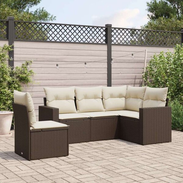VidaXL 5 Részes Polyrattan Kerti Ülőgarnitúra - Barna