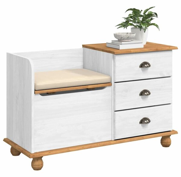 VidaXL Bejárati tárolópad ASKIM Fehér 100 x 39 x 62 cm Tömör fenyőfa