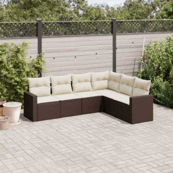 VidaXL Polyrattan Kerti Ülőgarnitúra - 6 részes - Barna