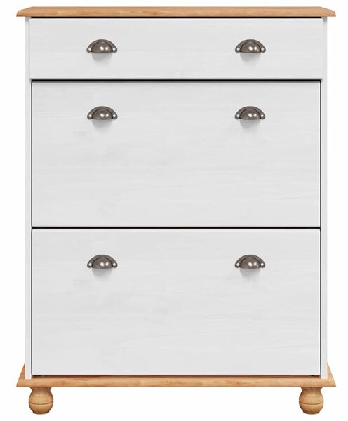 VidaXL Cipőszekrény fiókkal Fehér 85 x 35 x 108 cm Tömör fenyőfa