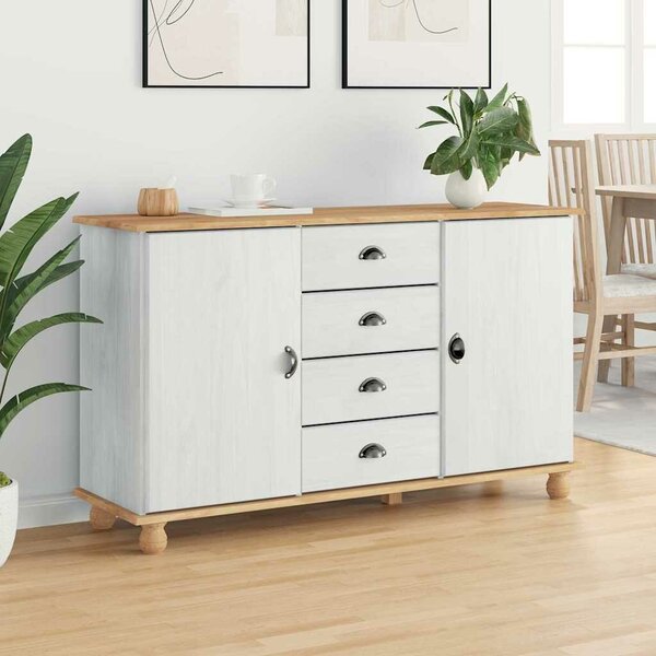 VidaXL Széf fiókkal Fehér 133.5 x 40 x 79 cm Tömör fenyőfa