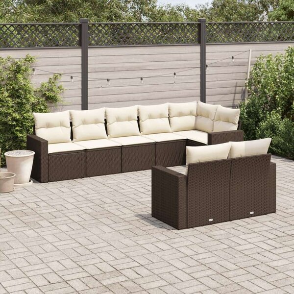 Polyrattan Kerti Ülőgarnitúra - Barna - 8 részes