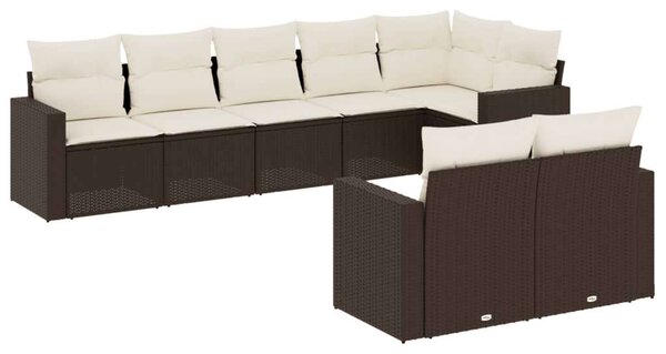 Polyrattan Kerti Ülőgarnitúra - Barna - 8 részes