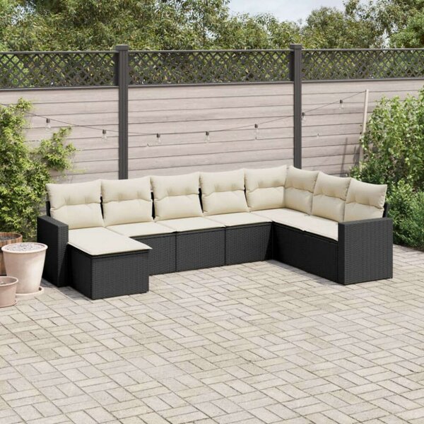 VidaXL Polyrattan Kerti Ülőgarnitúra - 8 részes - Fekete