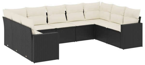 VidaXL Polyrattan Kerti Ülőgarnitúra - 9 részes - Fekete