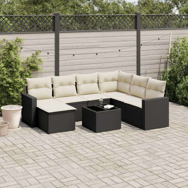 VidaXL Polyrattan Kerti Ülőgarnitúra - 8 részes - Fekete