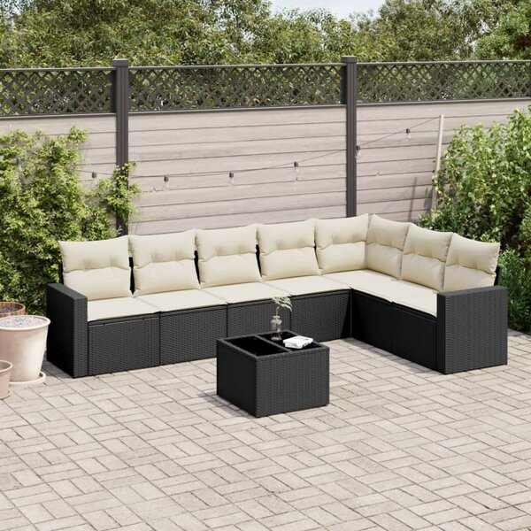 VidaXL Polyrattan Kerti Ülőgarnitúra - 8 részes - Fekete