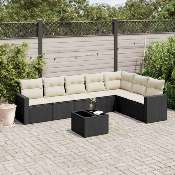 VidaXL Polyrattan Kerti Ülőgarnitúra - 8 részes - Fekete