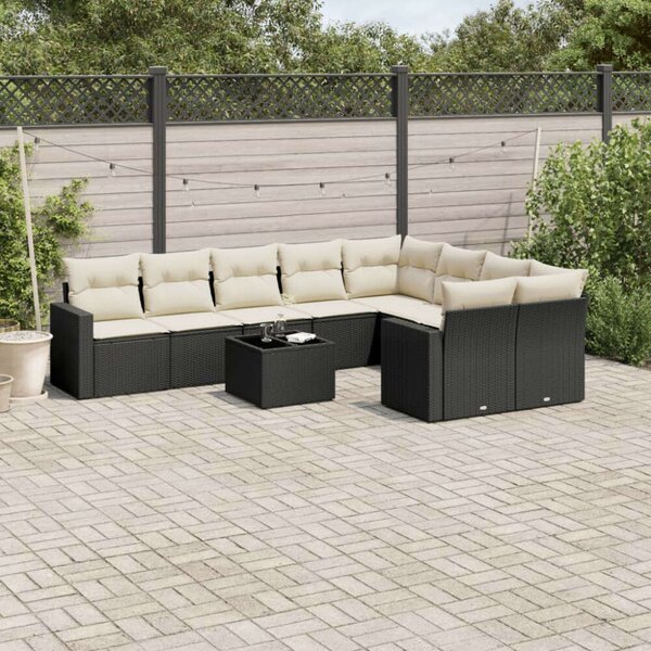 VidaXL Polyrattan Kerti Ülőgarnitúra - 10 részes - Fekete