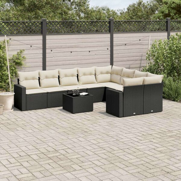 VidaXL Polyrattan Kerti Ülőgarnitúra - 10 részes - Fekete