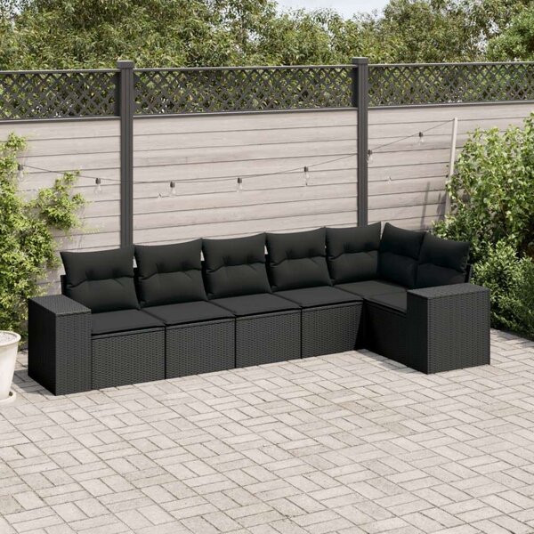 VidaXL Polyrattan Kerti Ülőgarnitúra - Fekete - 6 részes
