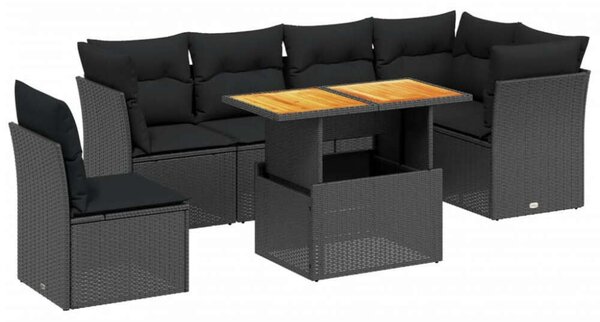 VidaXL Polyrattan Kerti Ülőgarnitúra - 7 részes - Fekete