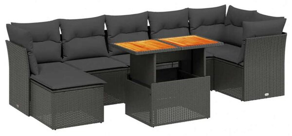 VidaXL Polyrattan Kerti Ülőgarnitúra - 8 részes - Fekete