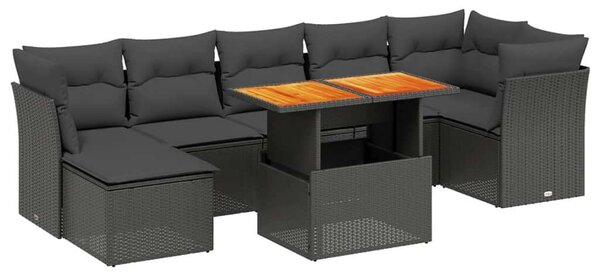 VidaXL Polyrattan Kerti Ülőgarnitúra - 8 részes - Fekete