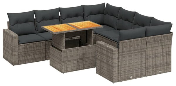 VidaXL Polyrattan Kerti Ülőgarnitúra - 9 részes - Fekete