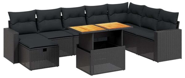 VidaXL Polyrattan Kerti Ülőgarnitúra - 9 részes - Fekete