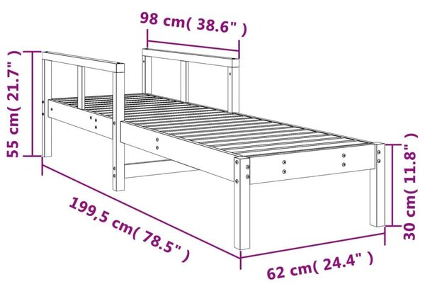 VidaXL Fenyőfa Napozóágy - Állítható - 200cm