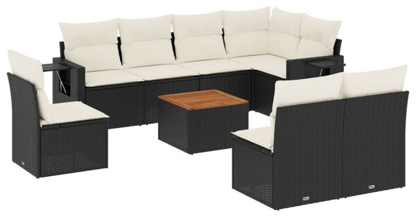 VidaXL Polyrattan Kerti Ülőgarnitúra - 9 részes - Fekete