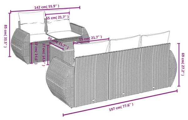 VidaXL Polyrattan Kerti Ülőgarnitúra - 6 részes - Bézs