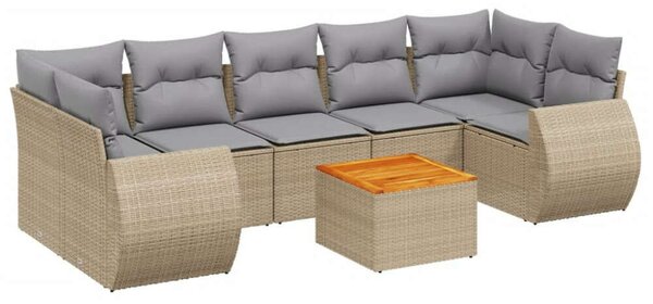 VidaXL Polyrattan Kerti Ülőgarnitúra - 8 részes - Bézs