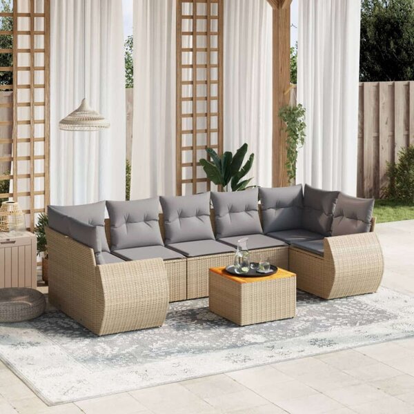 VidaXL Polyrattan Kerti Ülőgarnitúra - 8 részes - Bézs