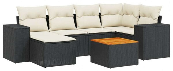 VidaXL Polyrattan Kerti Ülőgarnitúra - 7 részes - Fekete