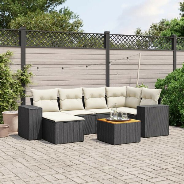 VidaXL Polyrattan Kerti Ülőgarnitúra - 7 részes - Fekete