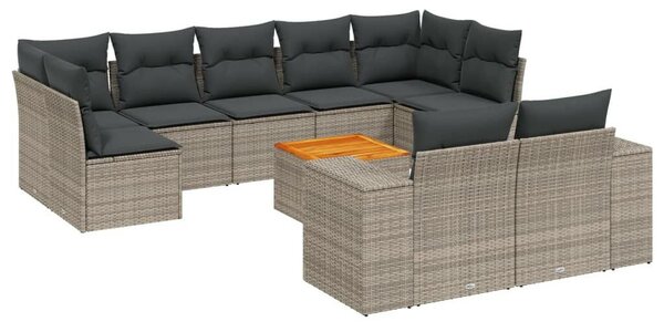 VidaXL Polyrattan Kerti Ülőgarnitúra - 10 részes - Szürke