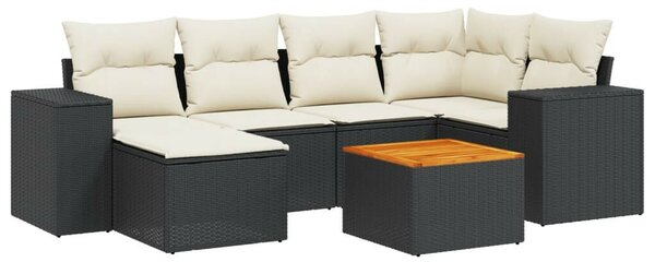 VidaXL Polyrattan Kerti Ülőgarnitúra - 7 részes - Fekete