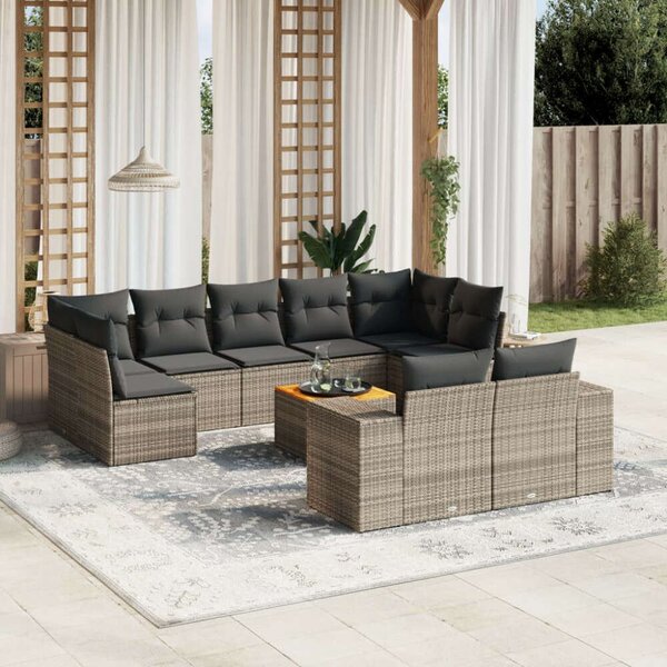 VidaXL Polyrattan Kerti Ülőgarnitúra - 10 részes - Szürke