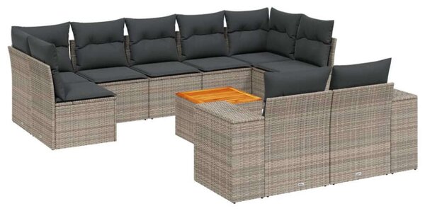 VidaXL Polyrattan Kerti Ülőgarnitúra - 10 részes - Szürke
