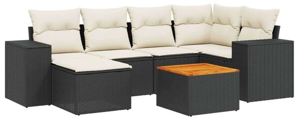 VidaXL Polyrattan Kerti Ülőgarnitúra - 7 részes - Fekete