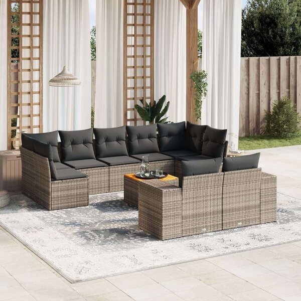 VidaXL Polyrattan Kerti Ülőgarnitúra - 10 részes - Szürke