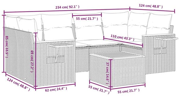 VidaXL Polyrattan Kerti Ülőgarnitúra - 7 részes - Bézs